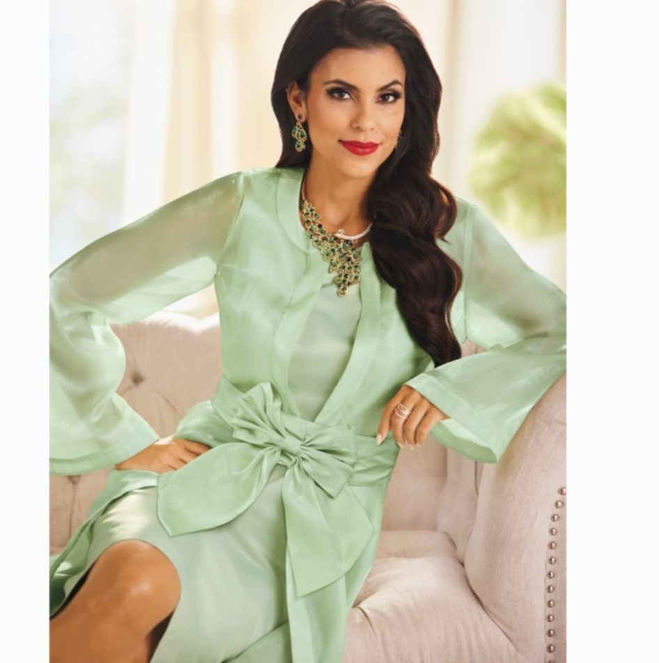 Size 10 Midnight Velvet Green Formal Wedding Church Bryanna Bow Jacket Dress