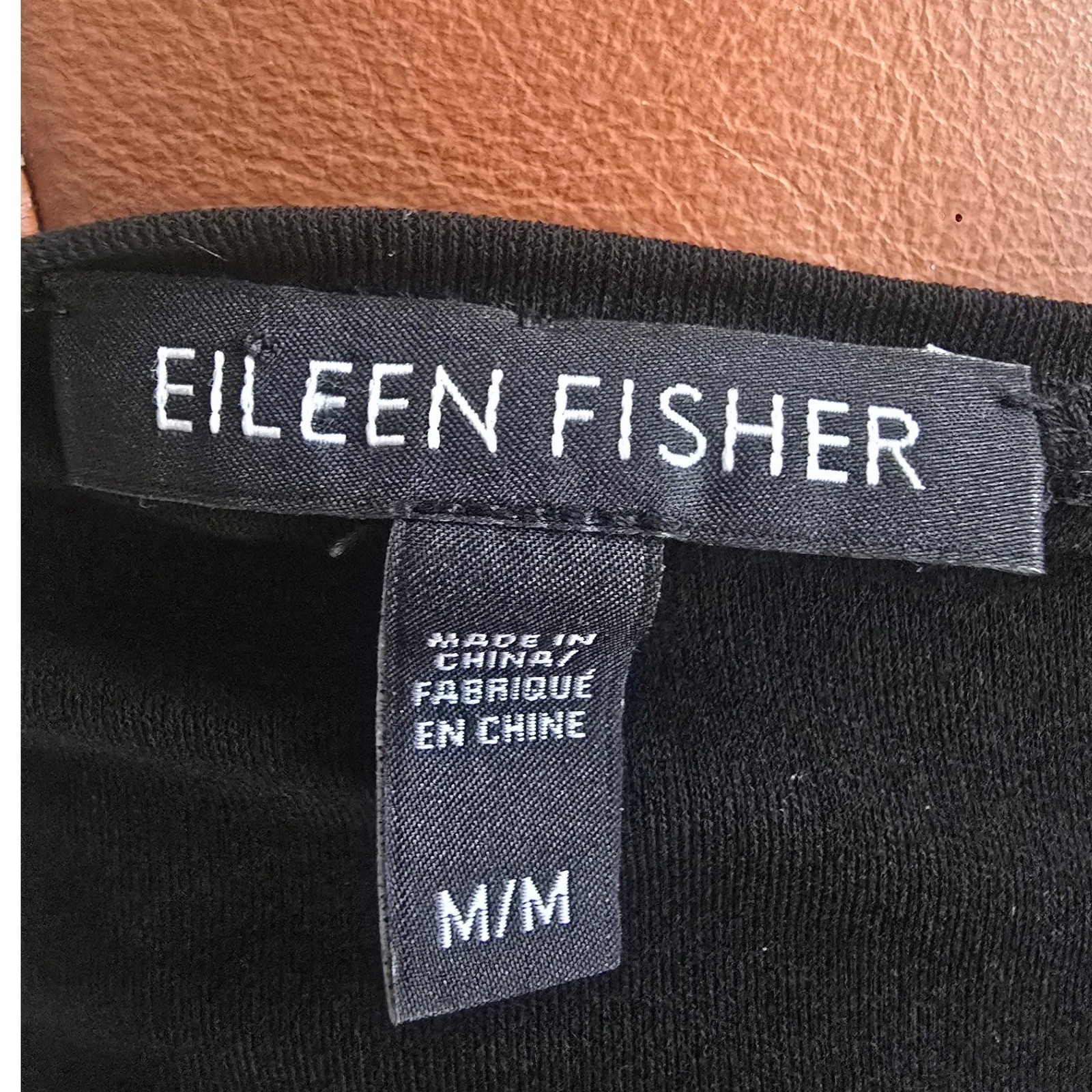 Eileen Fisher Black 100% Silk Jersey Scoop Neck Elbow Sleeve Shift Dress Medium