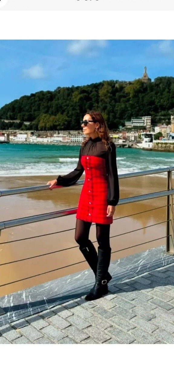 ZARA FW24 COMBINATION STRUCTURED MINI DRESS M Red/Black 8982/155 NWT Christmas