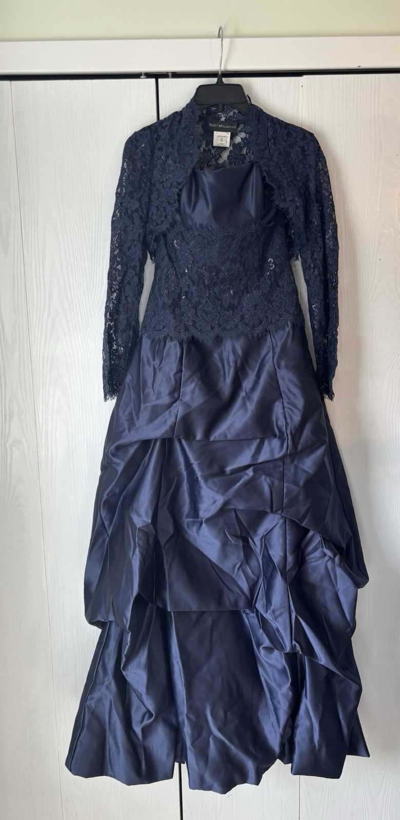 Scott McClintock dress Navy Blue Size 8 Strapless With Lace Jacket