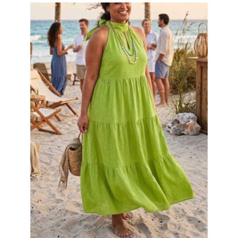 Soft Surroundings Allegory Linen Maxi Dress – Green – Size 1X – NWT