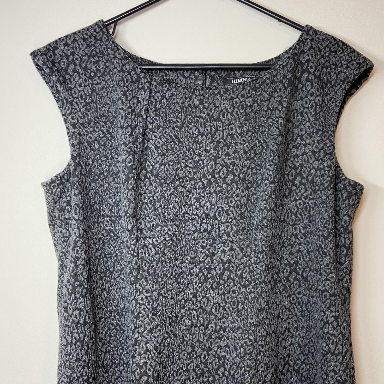 ELEMENTZ Cheetah Print Sleeveless Shift Dress Womens SZ XL Petite Black Gray