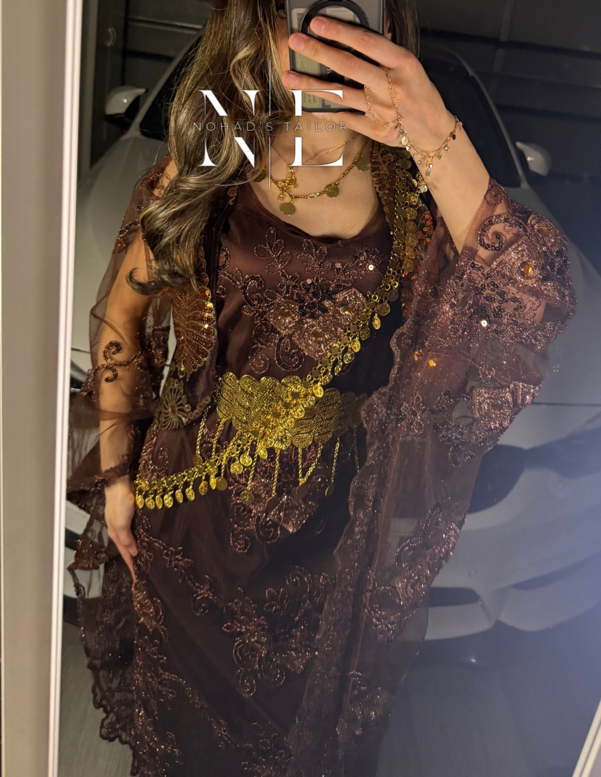 Brown vest on Brown Kurdish Gown (Jilli Kurdi)