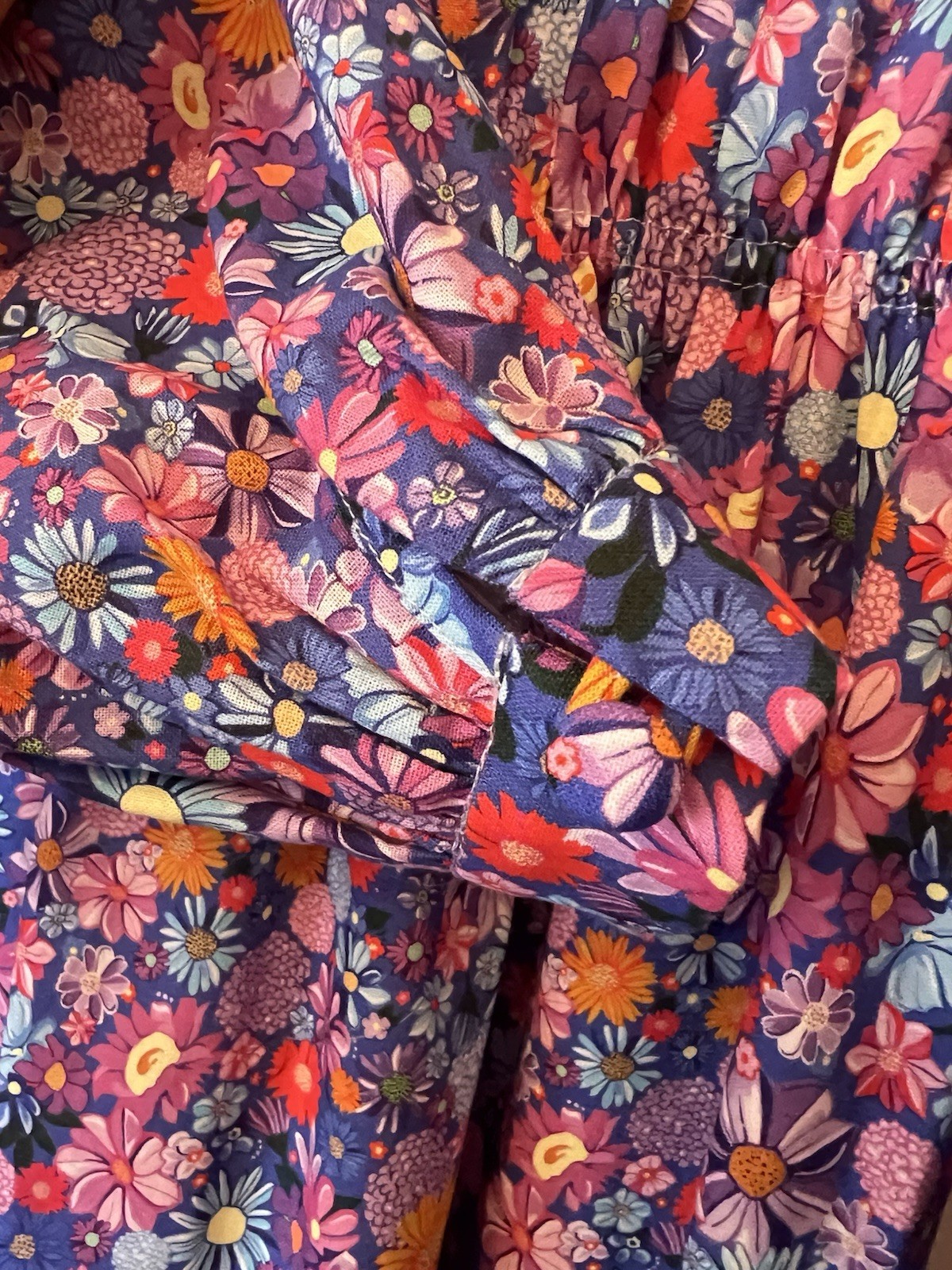 New Olivia Rubin Tammy Blue Mini Floral Cotton Midi Dress,UK 12