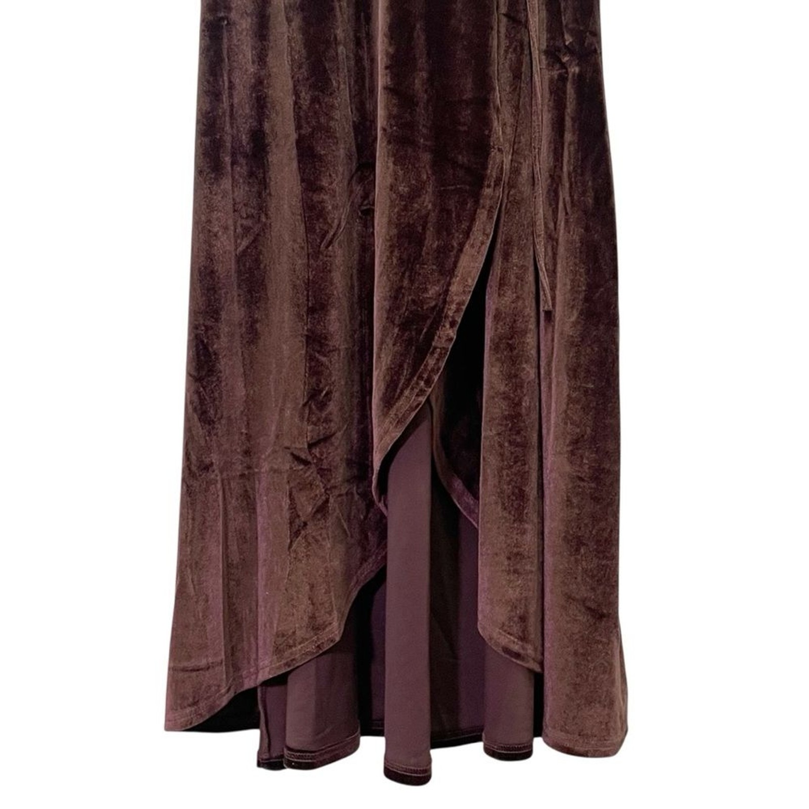NWT Baltic Born Katelyn Velvet Maxi Wrap Dress Clove Brown Sz Small Tulip Skirt