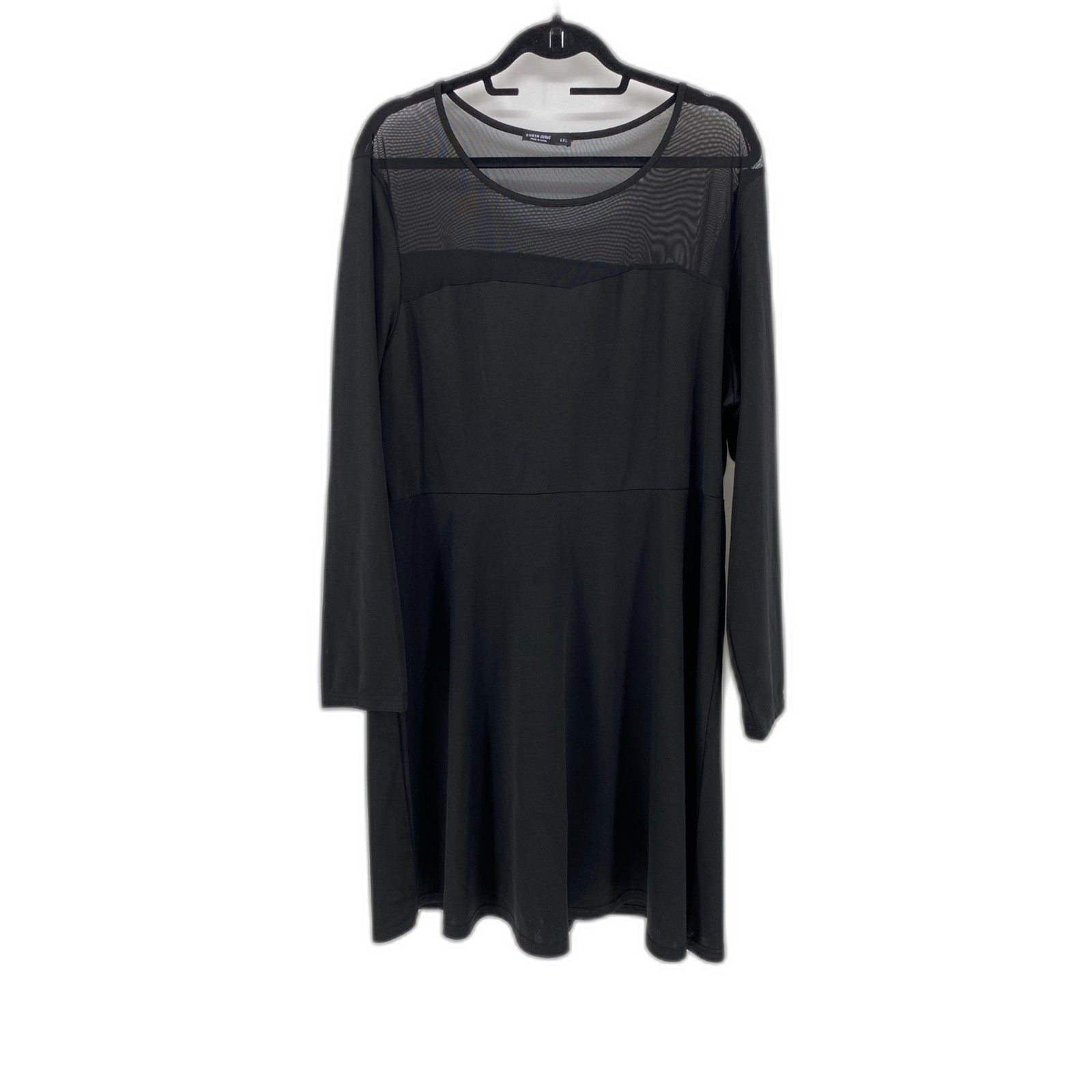 Shein Curve Mesh Mini Skater Dress Black Womens 4XL