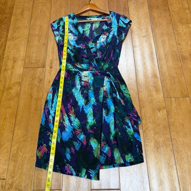 Presley Skye Womens Silk Artsy Wrap Dress Size Petite S Career Work Watercolors