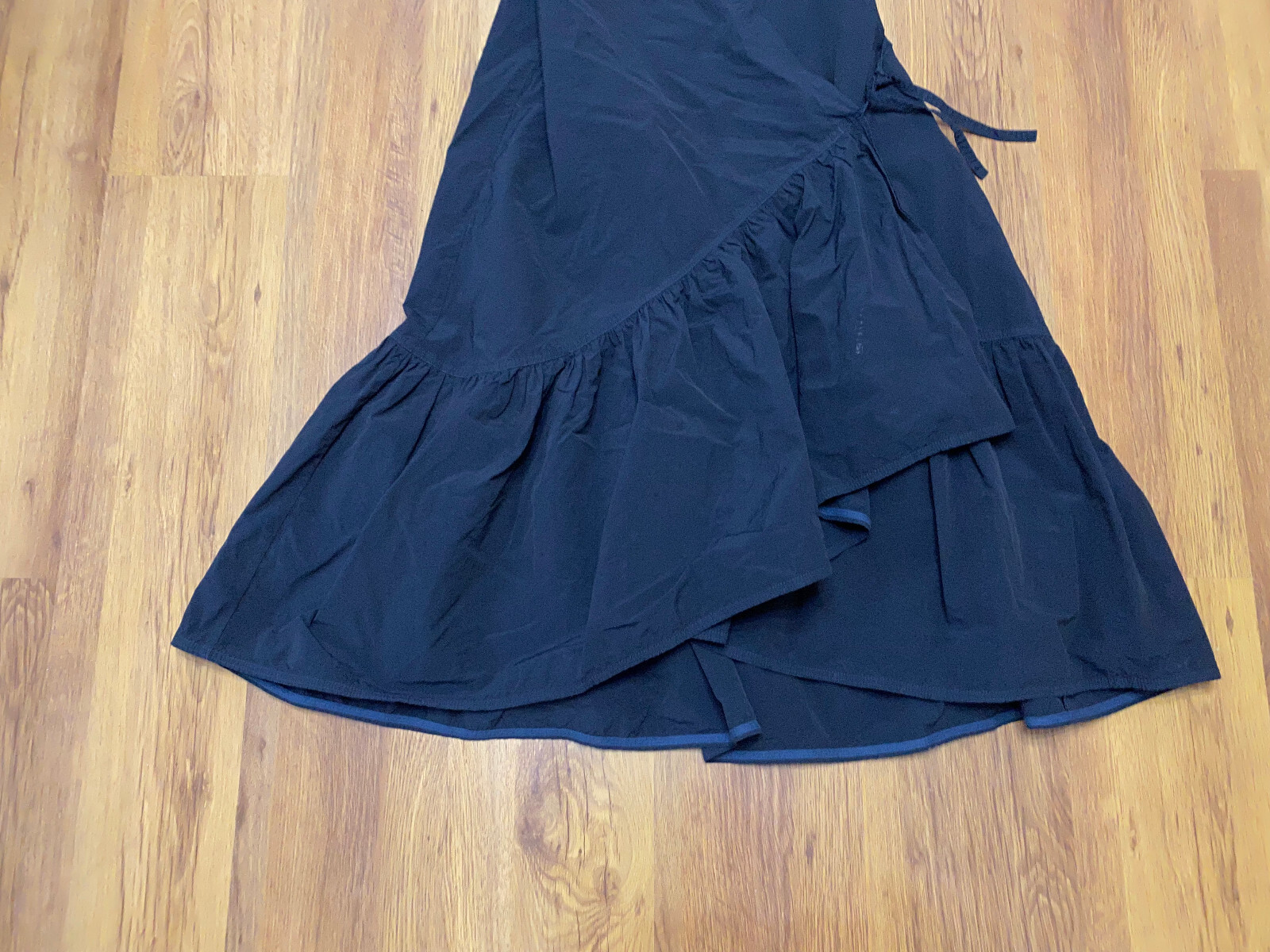 HENRIK VIBSKOV DARK NAVY NYLON COTTON RUFFLE DRESS BLAZE-XS
