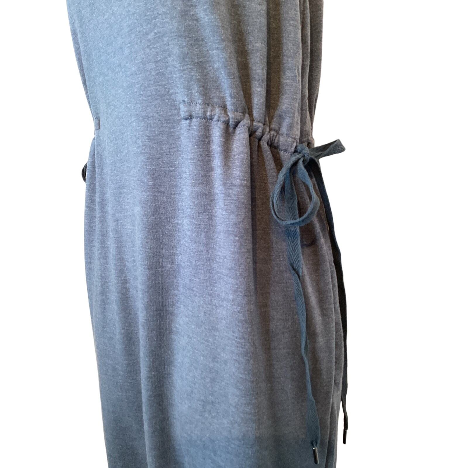 Garnet Hill Stretch TENCEL Jersey Knit Side Tie Sleeveless Midi Dress Blue XS