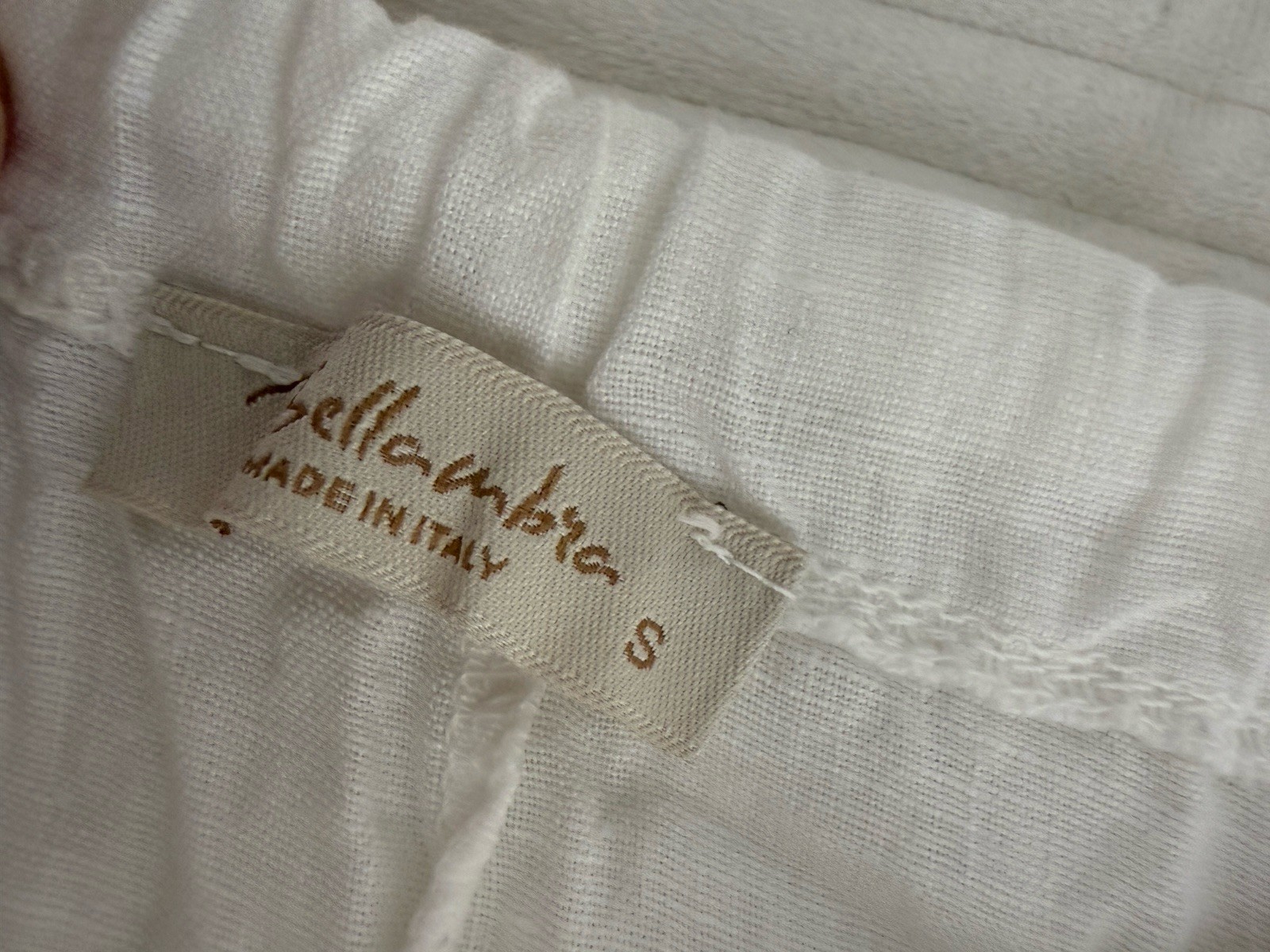 BELLAUMBIA Made In Italy Long WHITE 100% Linen Sleeveless Dress – size S