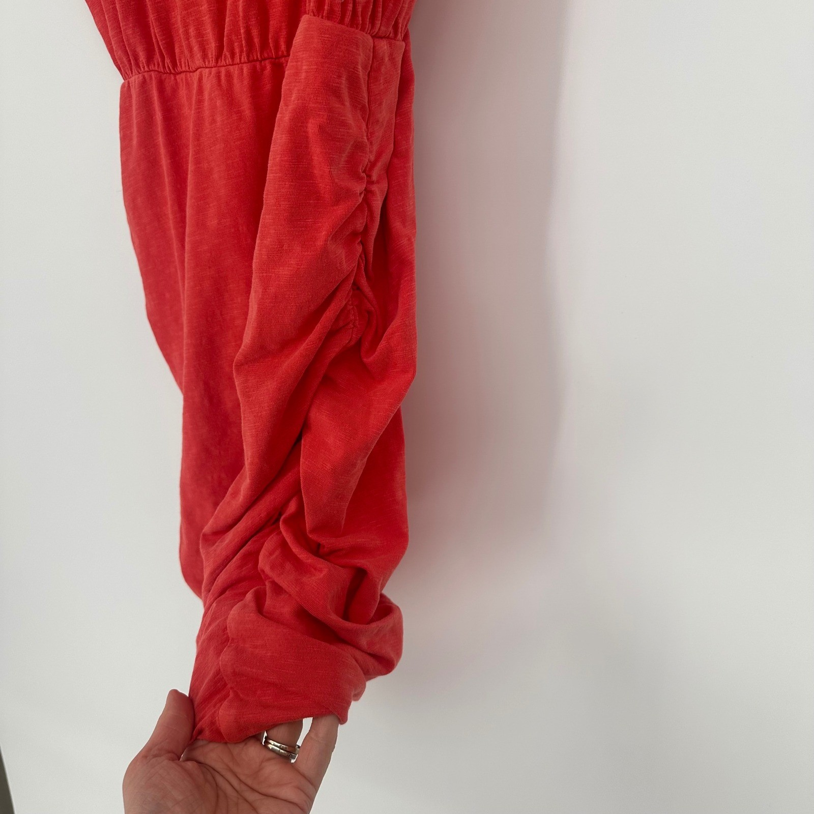 Sundry for Evereve Square Neck Ruched Dress Pigment Electric Red Size S NEW