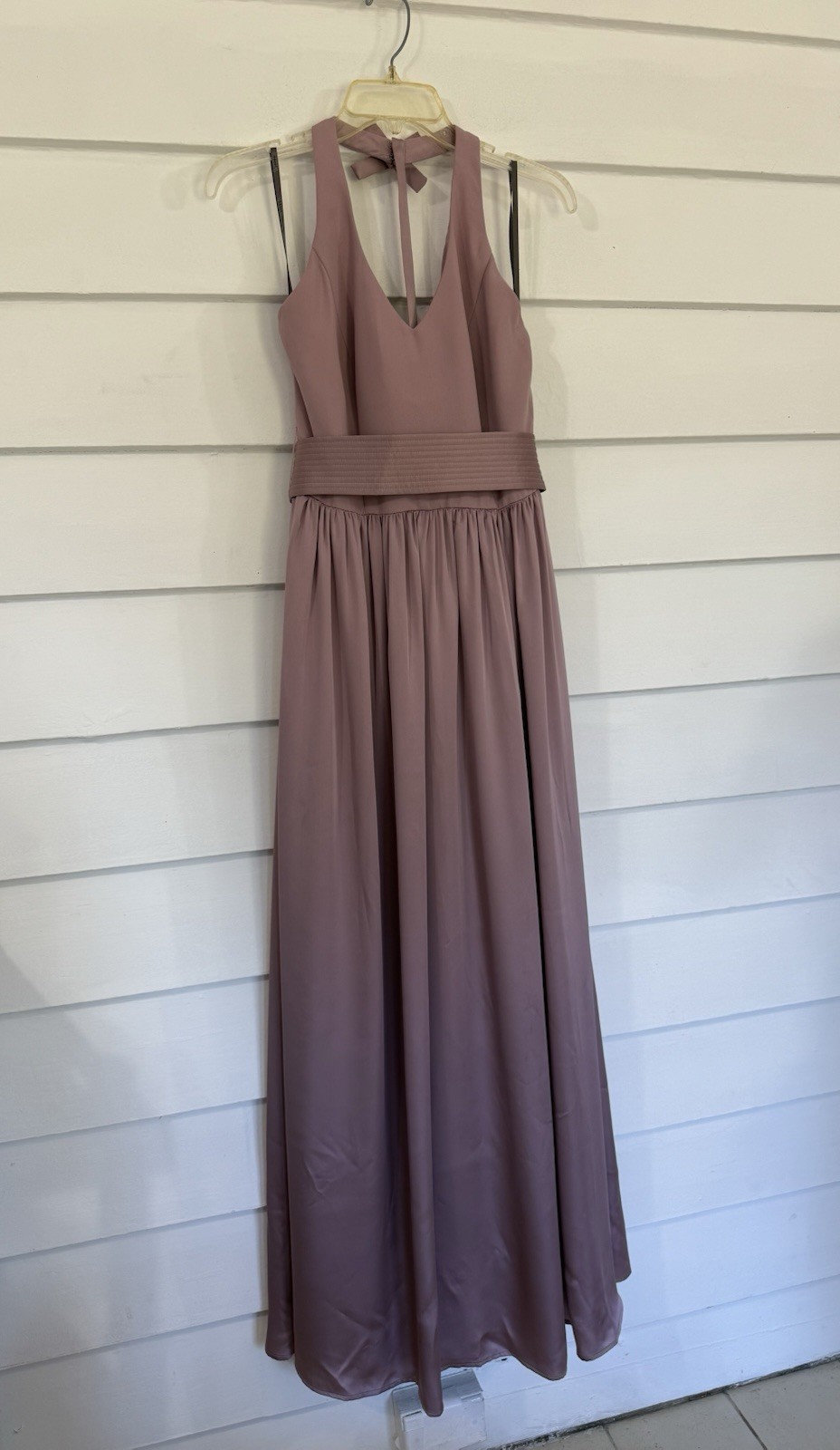 VERA WANG WHITE Size 6 V-Neck Halter Maxi Dress Gown Satin Charmeuse Blush