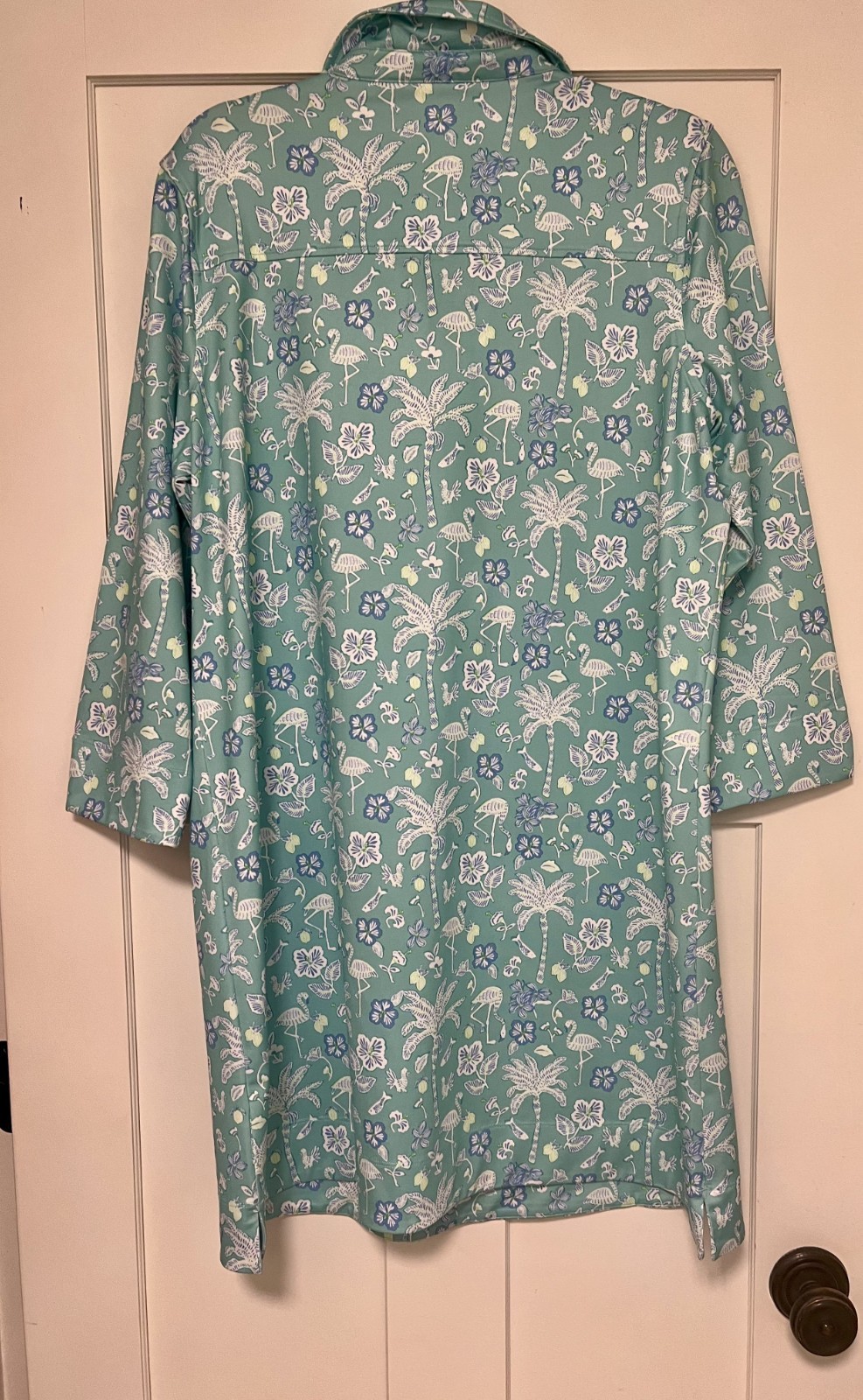 Vineyard Vines Sankaty Margo Pattern 3/4 Sleeve Dress Button Collar Size XL
