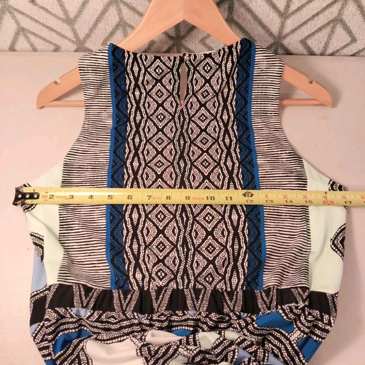 Donna Morgan Dress Size 6 Geometric Sleeveless Tank-Top Design Blue Multicolor
