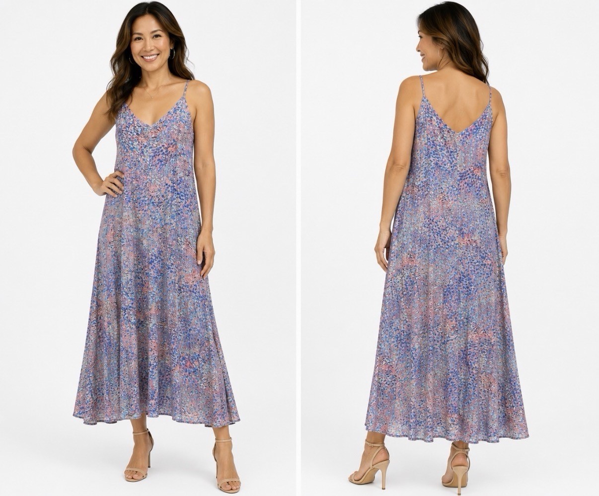Peruvian Connection Seurat Slip Maxi Dress Women’s XS Abstract Multicolor Flowy