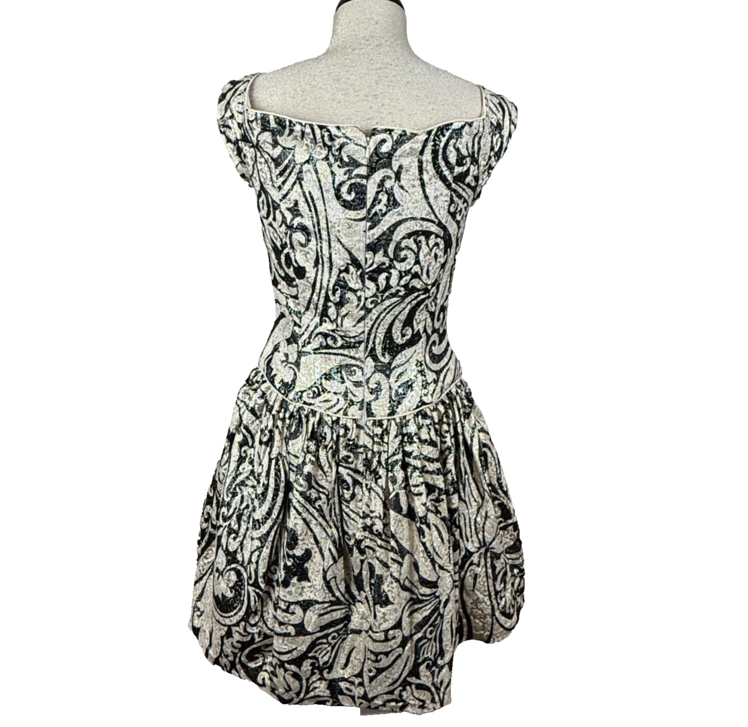Jenny Packham Dress Womens 10 Black Gold Metallic Brocade Party Cocktail Glam