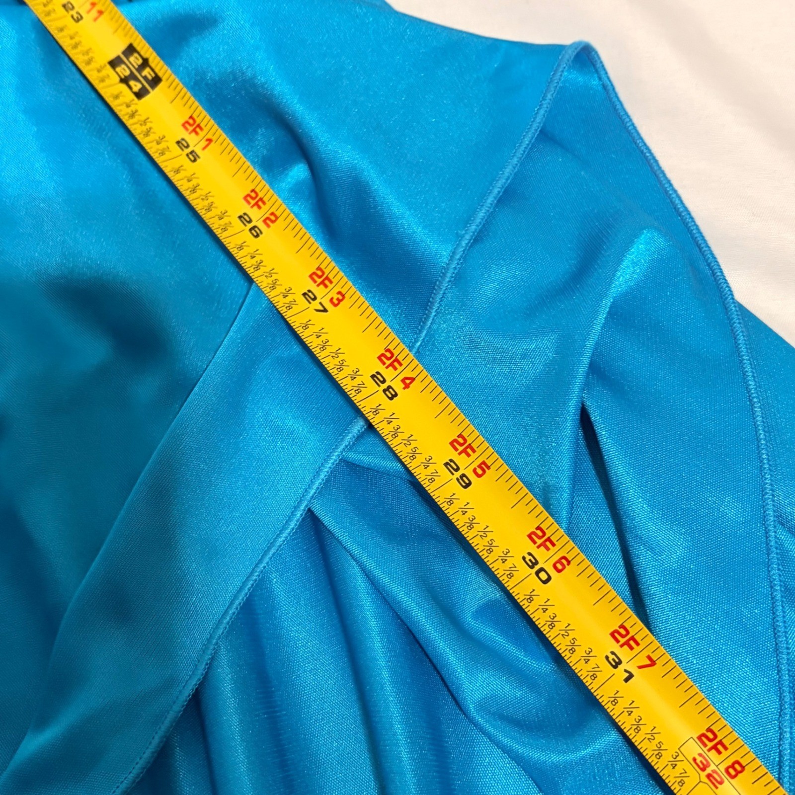 CITY TRIANGLES Turquoise Beaded Halter Ruched mermaid style gown silver detail