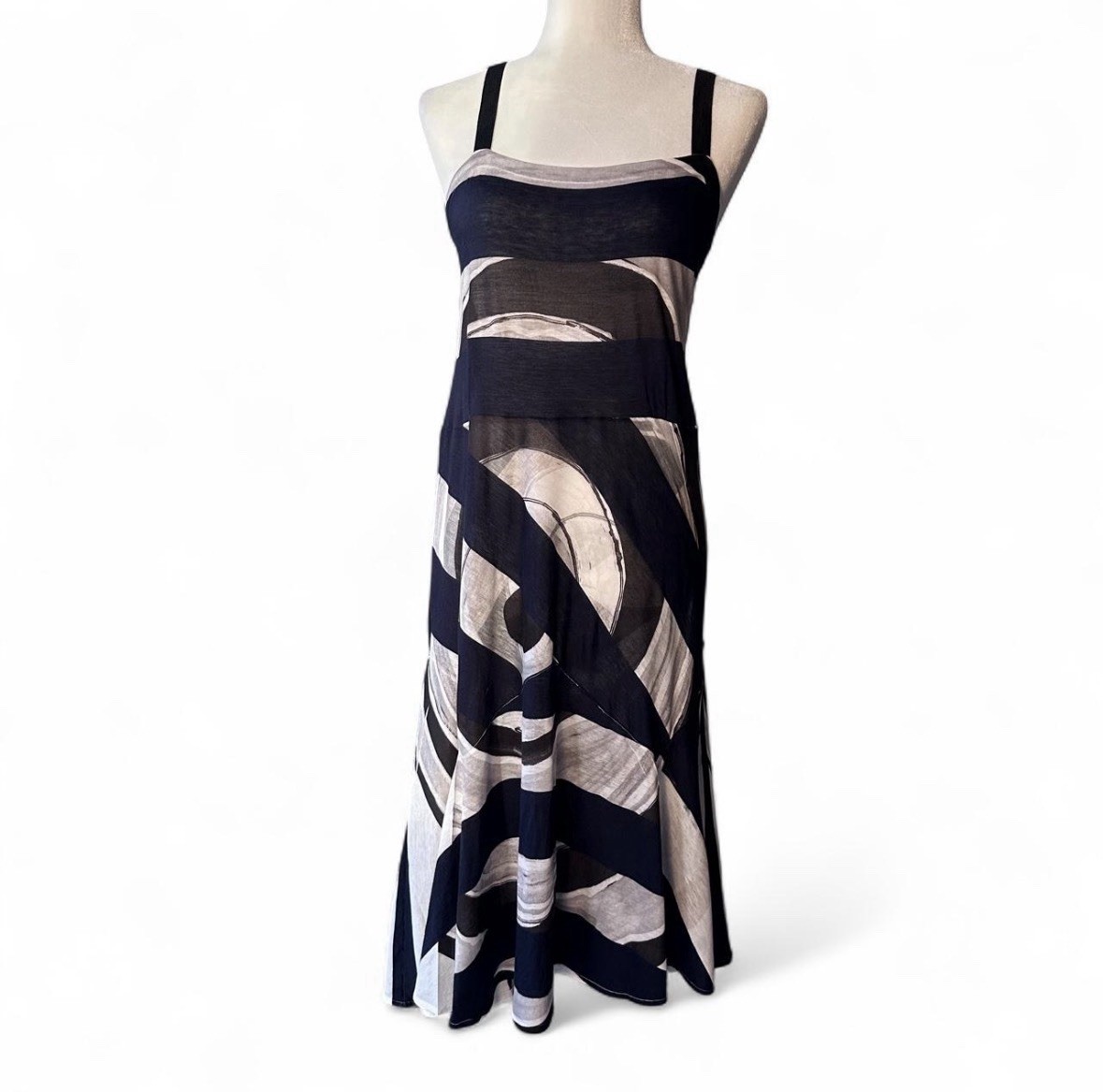 Archival Tramando Martin Churba Graphic Print Midi Dress Size 3 Avant Garde Rare