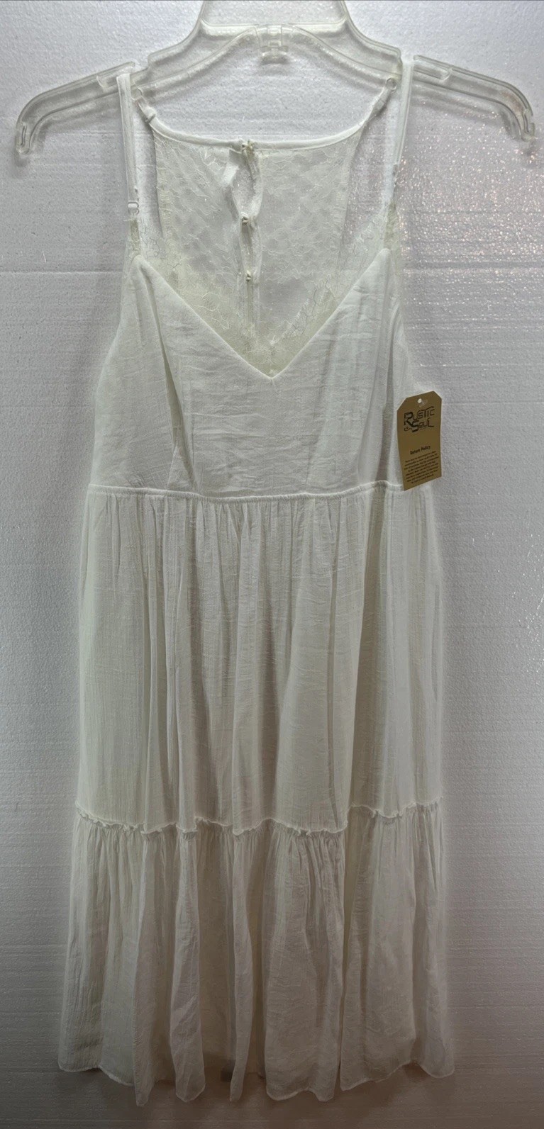 NWT Wishlist Apparel Rustic Soul Tiered Midi Dress Small White Sleeveless Lined