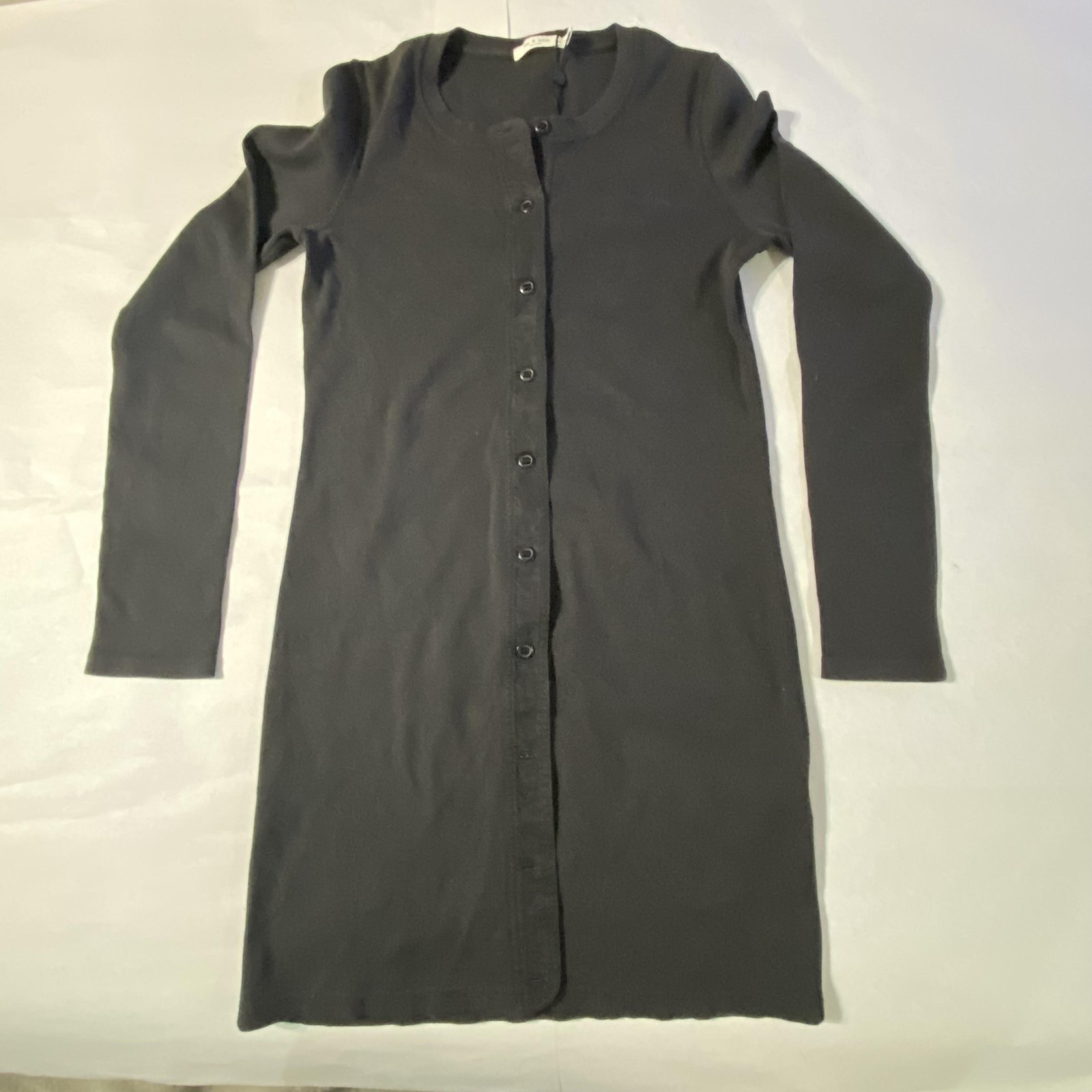 Rag & Bone Mallory Thermal Dress Womens Medium Black Button Front Long Sleeve