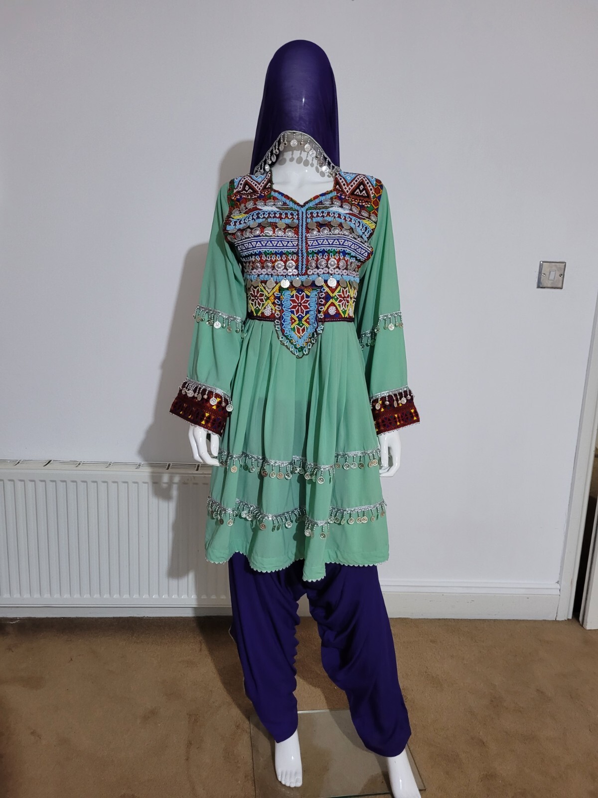 Gandea Afghani women three pieces suit Afghan Asian Dress Ladies Use Kuchi Dress