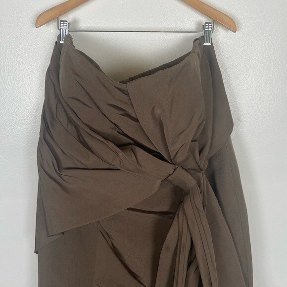 Carolina Herrera Strapless Silk Faille Gown Size 20 Color Brown Build Up Corset