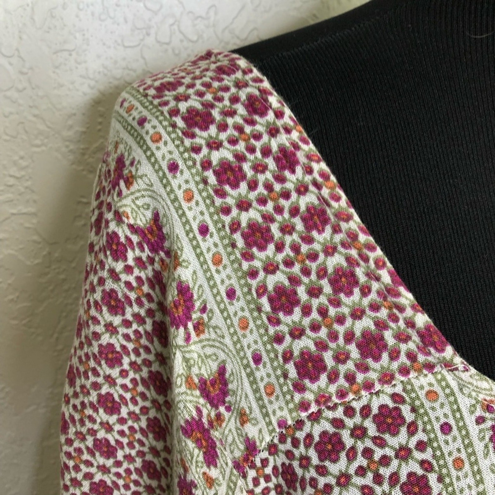 Raga white red green mixed floral print peasant boho dress size Large
