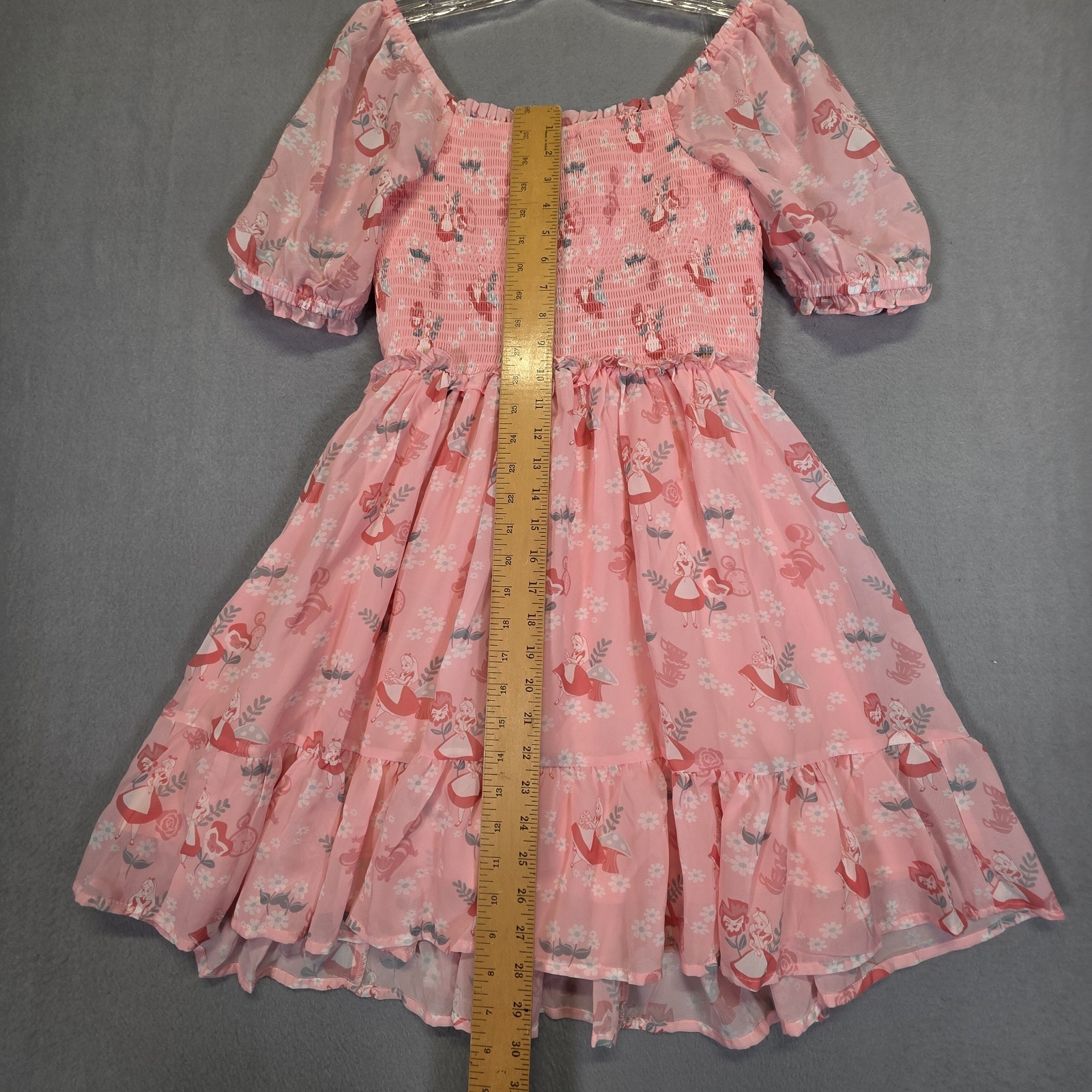 New Disney BoxLunch Smocked Dress Large Pink Alice in Wonderland Her Universe