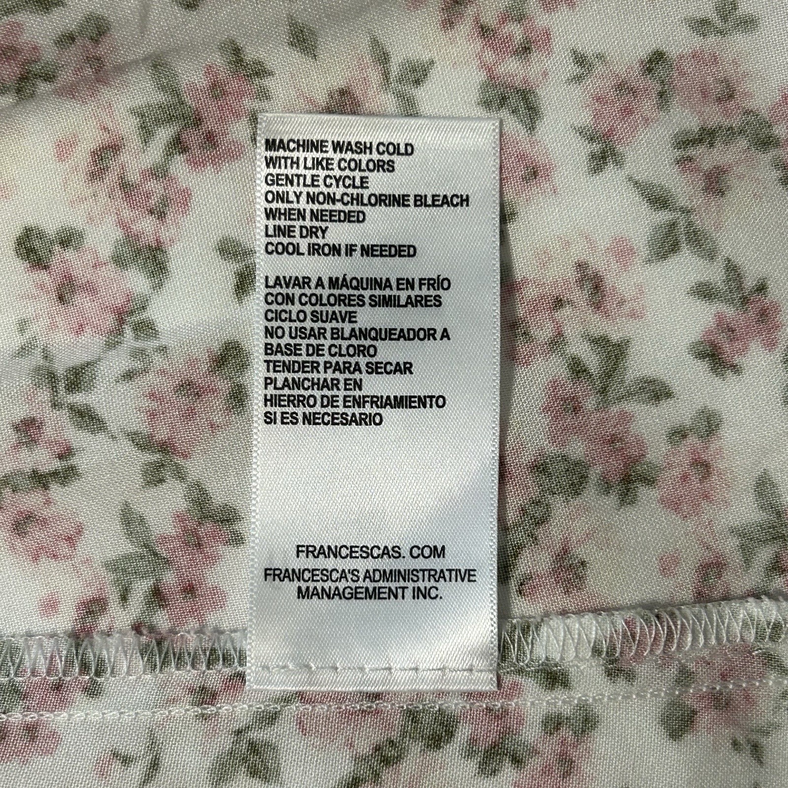 Francesca’s White Pink Green Floral Smocked Puff Sleeve Square Neck Midi M (160)