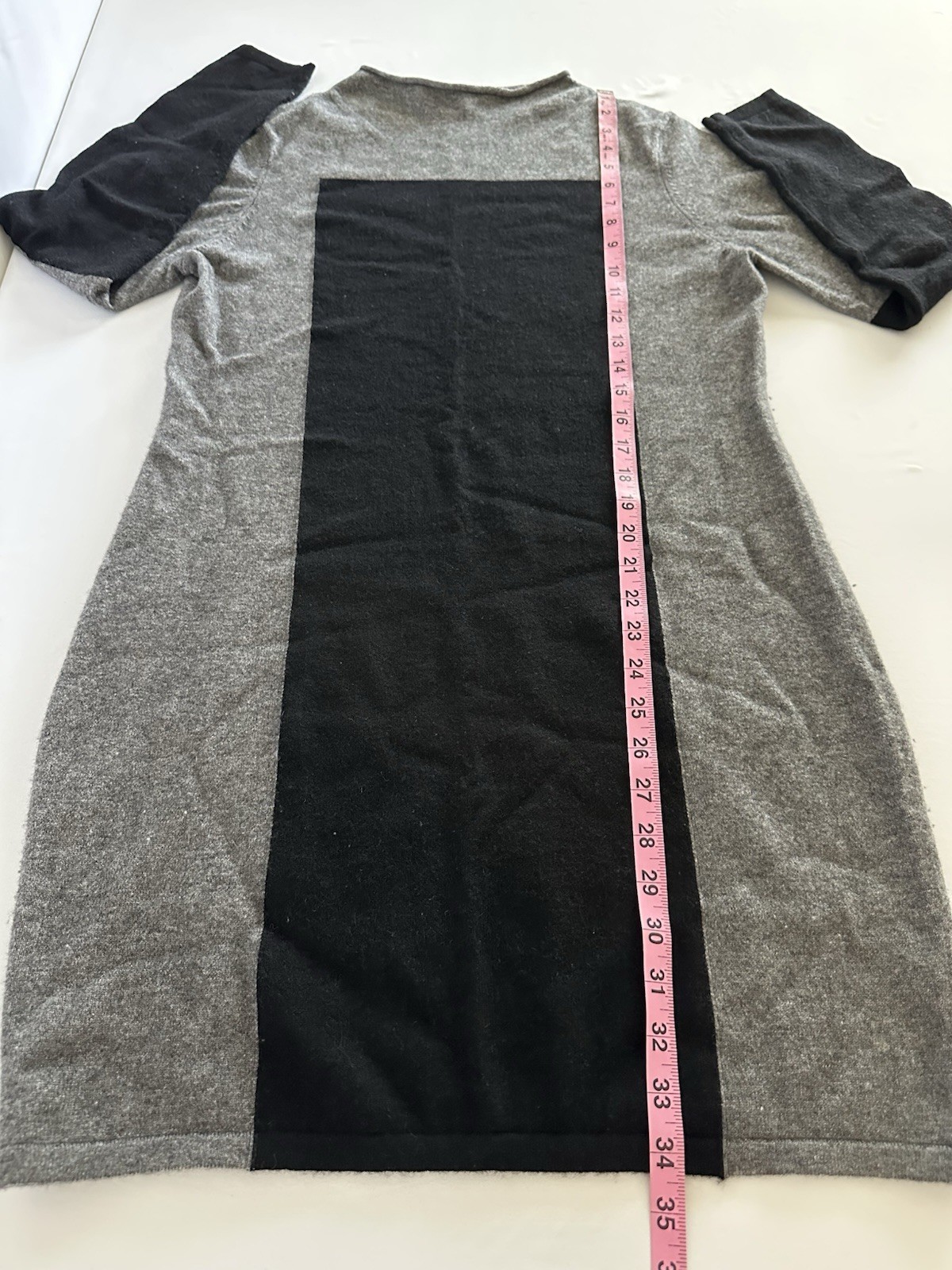 Lochleven Wool Cashmere Blend Colorblock High Neck Sweater Dress Black Gray Sz L