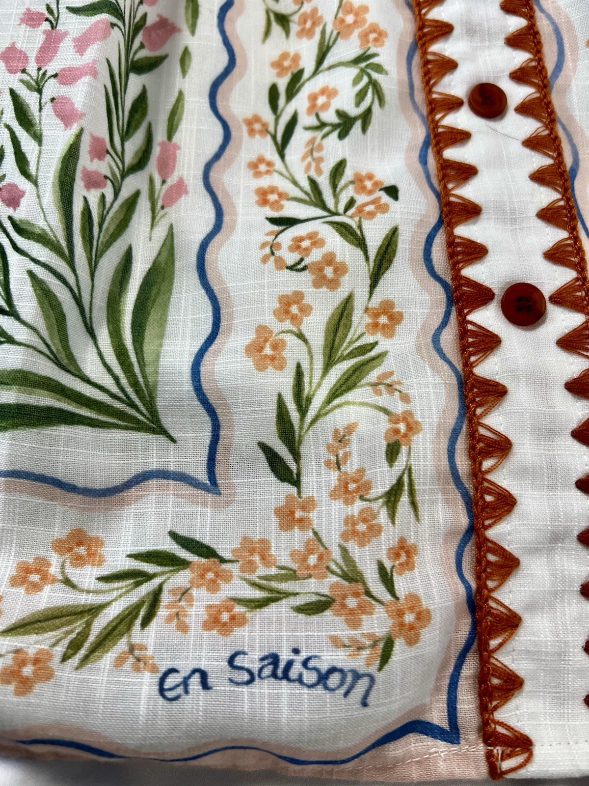 🔥NWOT En Saison Alaia Scarf Print Mini Dress Ivory Terracotta Medium
