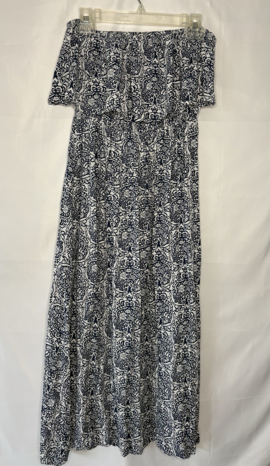 Yidarton Women siz XL Navy Blue W/Floral Off Shoulder Stretch Maxi Dress Jersey