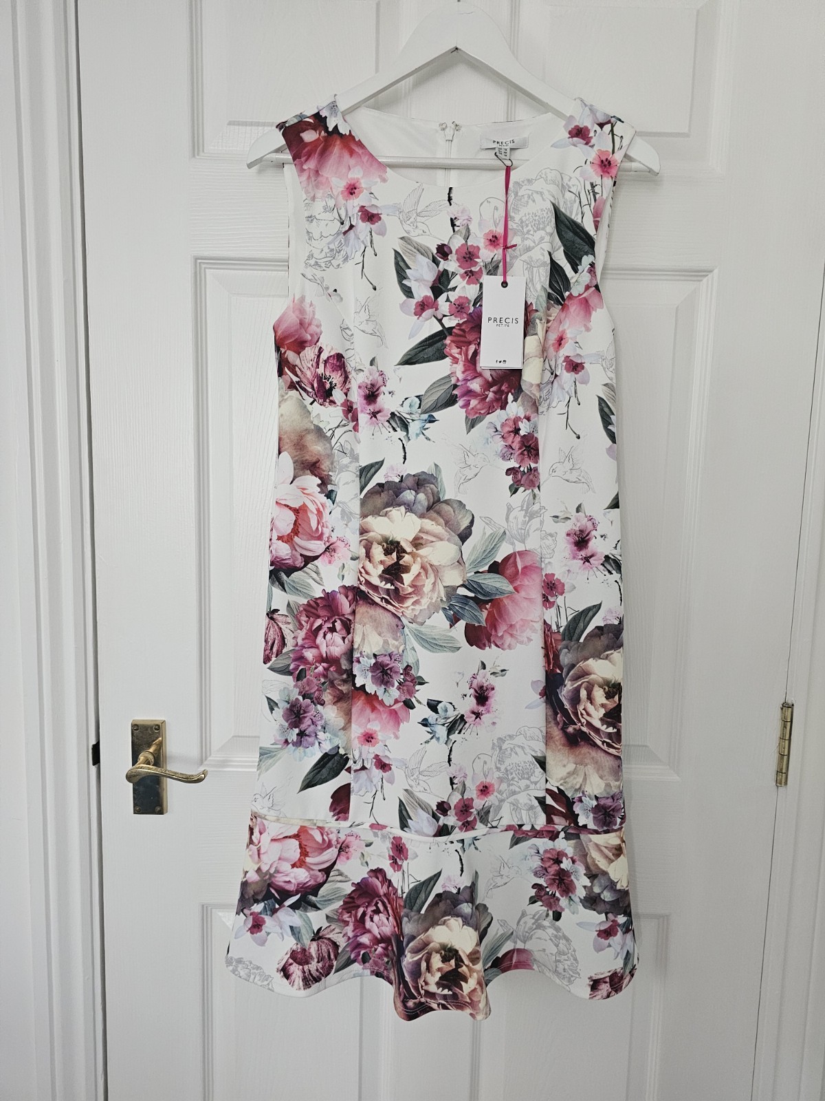 Precis Petite Garden Floral Dress Size 12 Sleeveless Lined Back Zip Occasion New
