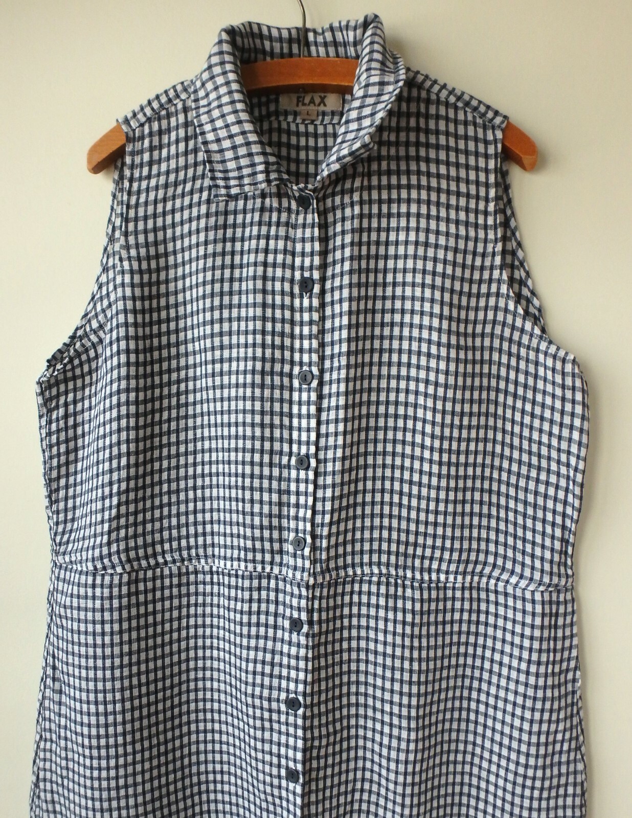 FLAX Designs Dress L NWOT Maxi Dress NAVY GINGHAM
