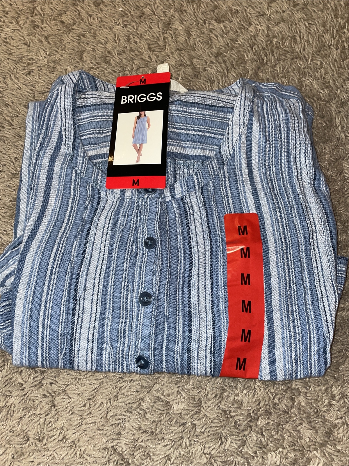 NWT Women’s Briggs Striped Linen Blend Dress Blue or Pink and Tan Various Sizes