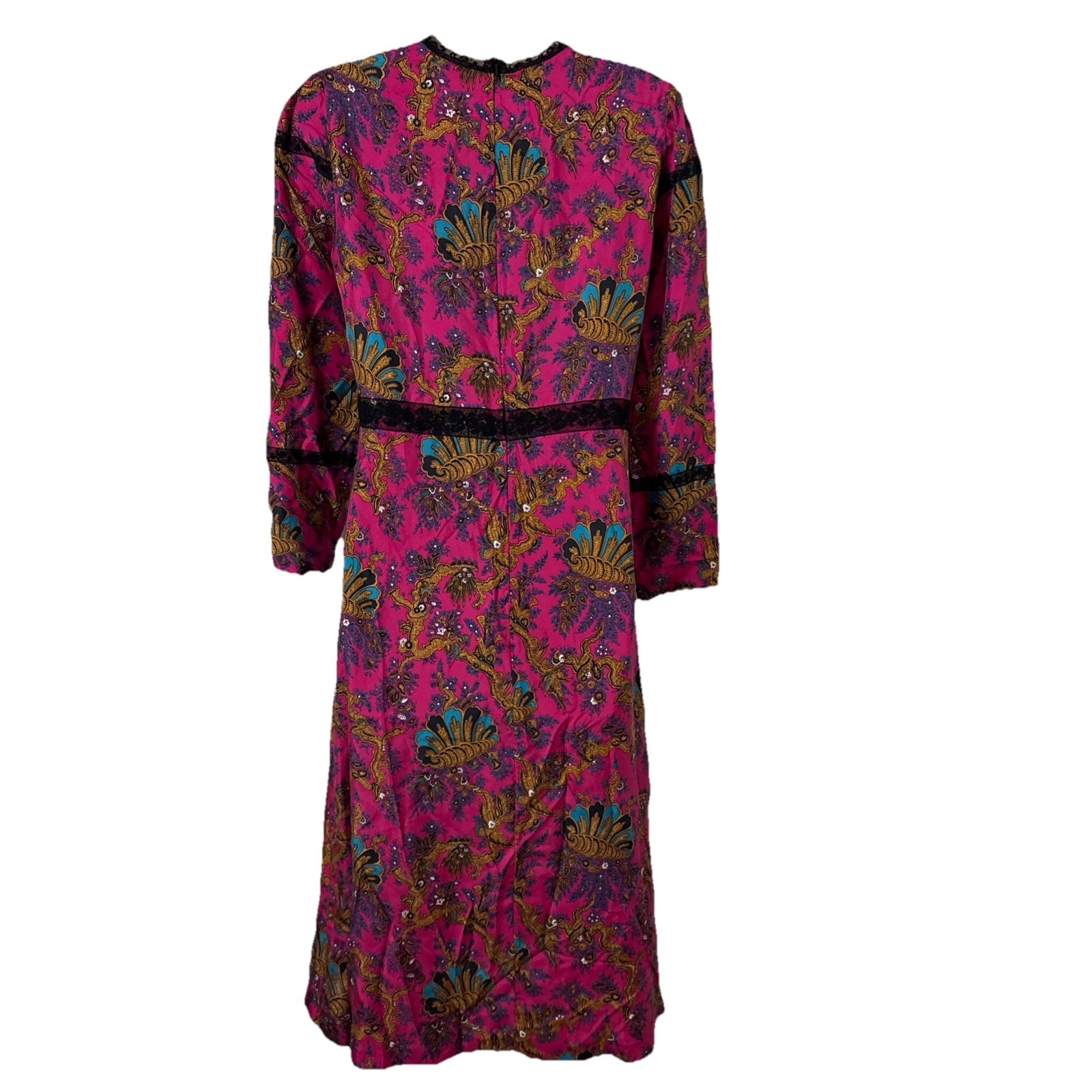 Sandro Paris Silk Midi Dress Sz 38 US 6 Medium Vibrant Pink