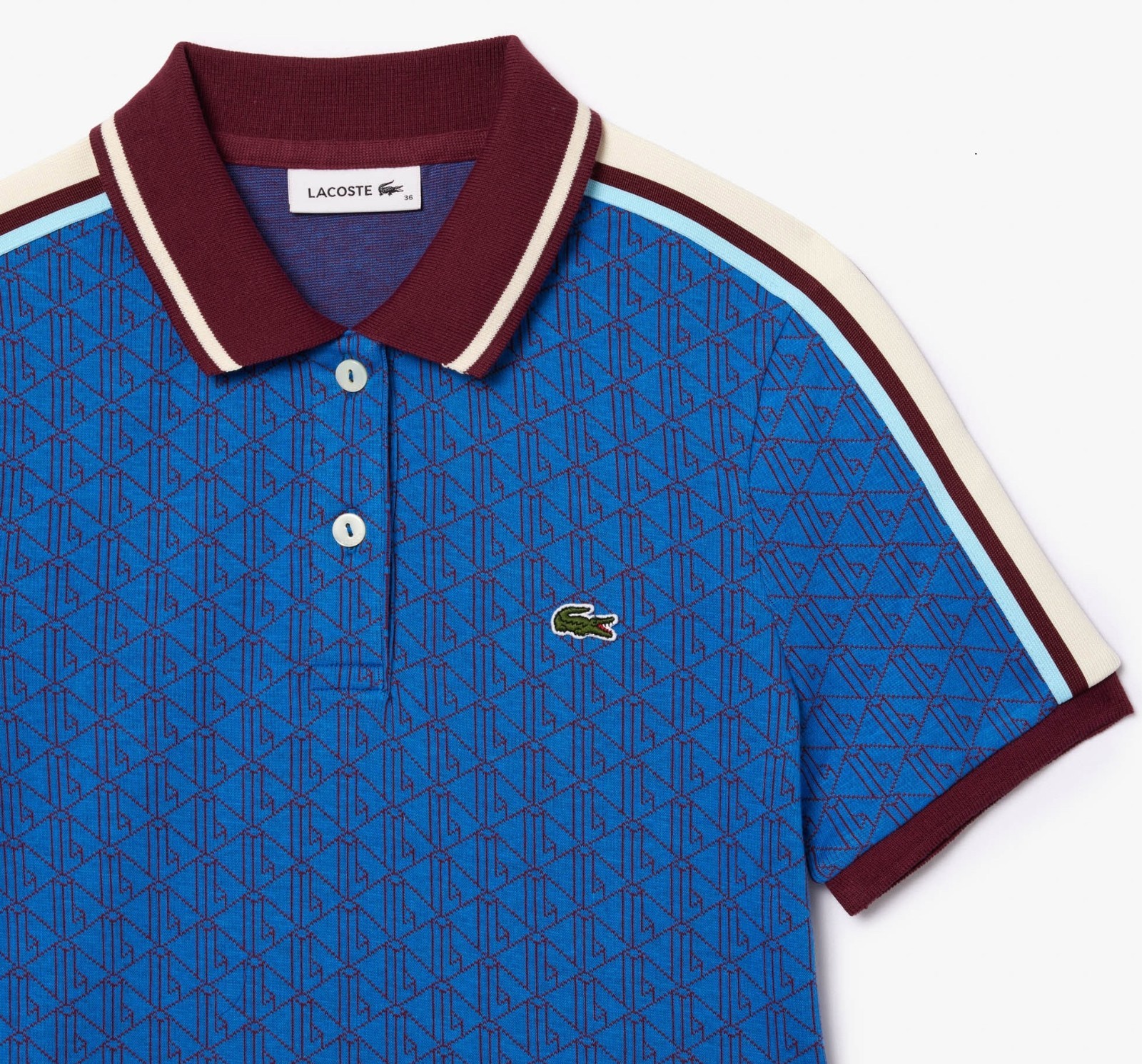 LACOSTE MONOGRAM JACQUARD POLO DRESS EF1676 NJI NEW WITH TAGS