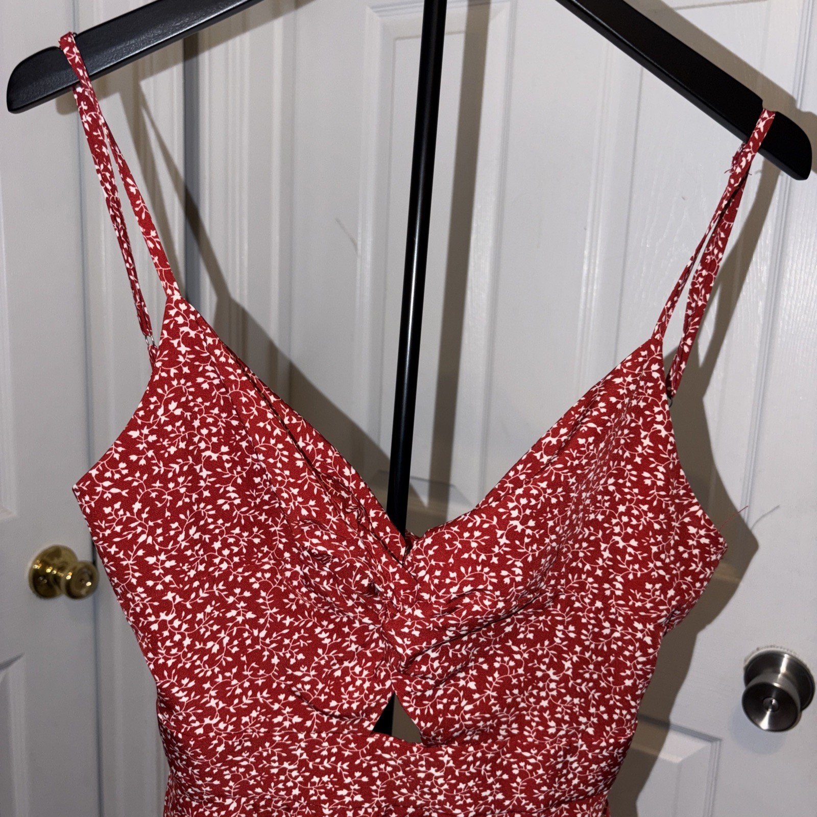 Ditsy Floral Twist Front Cut Out Mini Sundress Tie Back Boho SHEIN Med Festival
