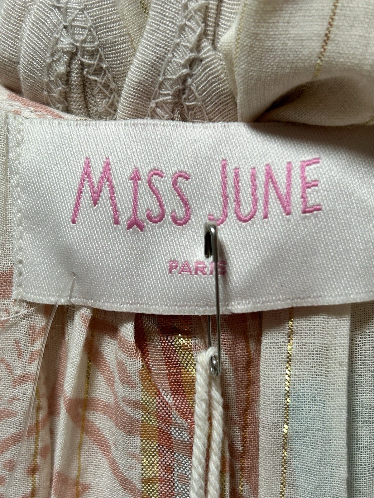Miss June Paris Cotton Boho Chic Maxi Rose Gold Silver Lame O/S New With Tags