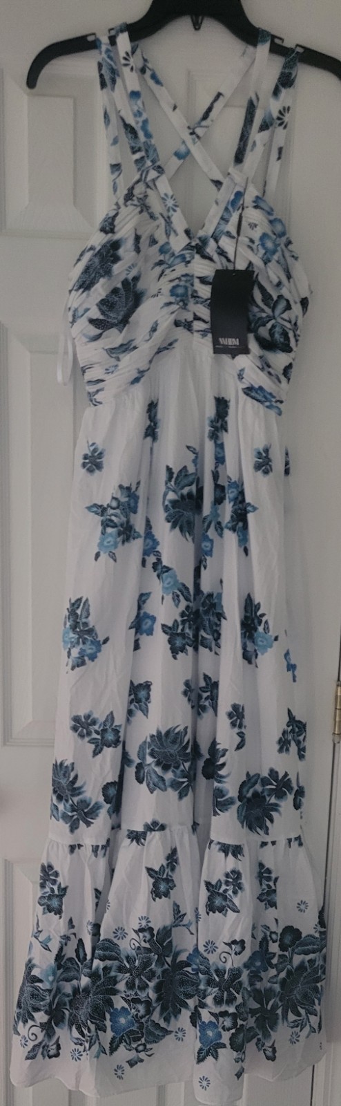 White House Black Market 100% Cotton Strappy Floral Maxi Dress NWT $200 14