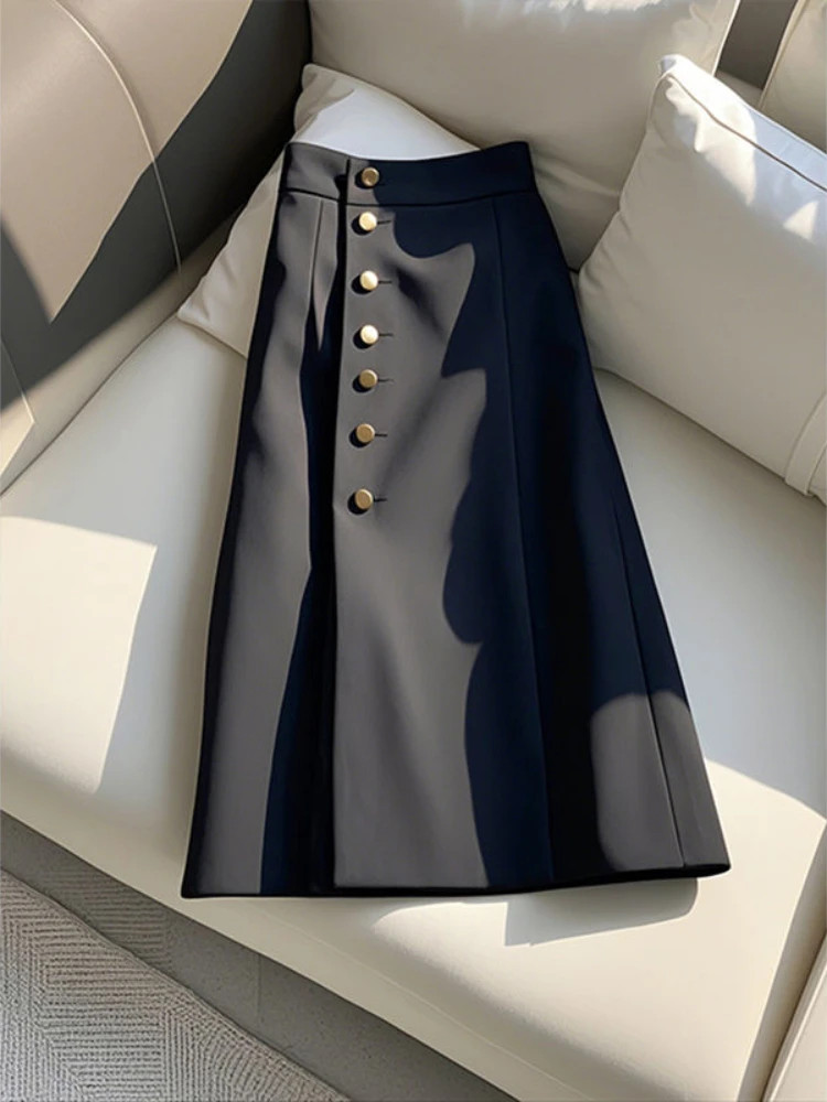 Elegant High Waist Sliming A-line Skirt for Women Autumn/Winter High Waist Vinta