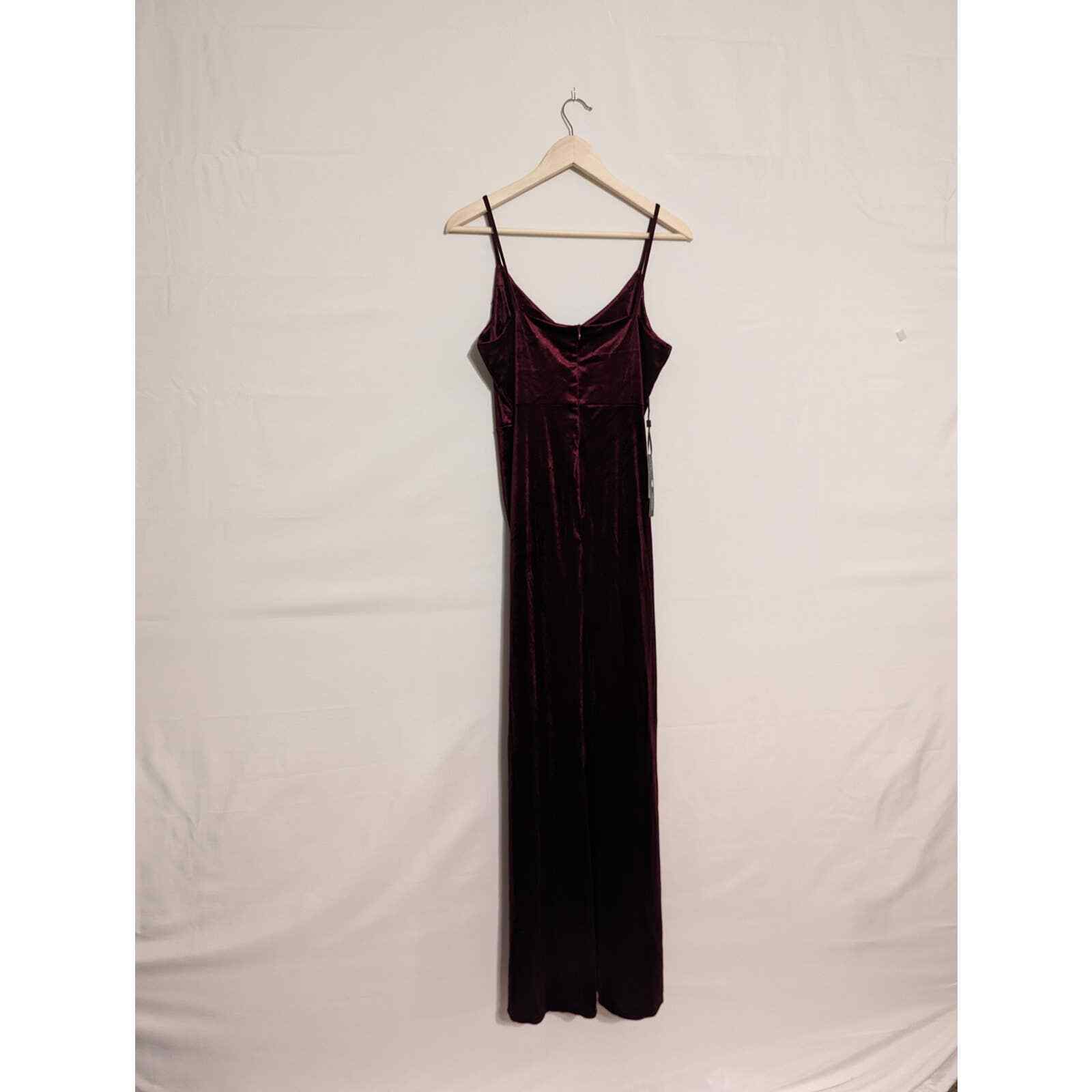 Ababalaya NWT velvet burgundy elegant spaghetti strap maxi dress women’s large