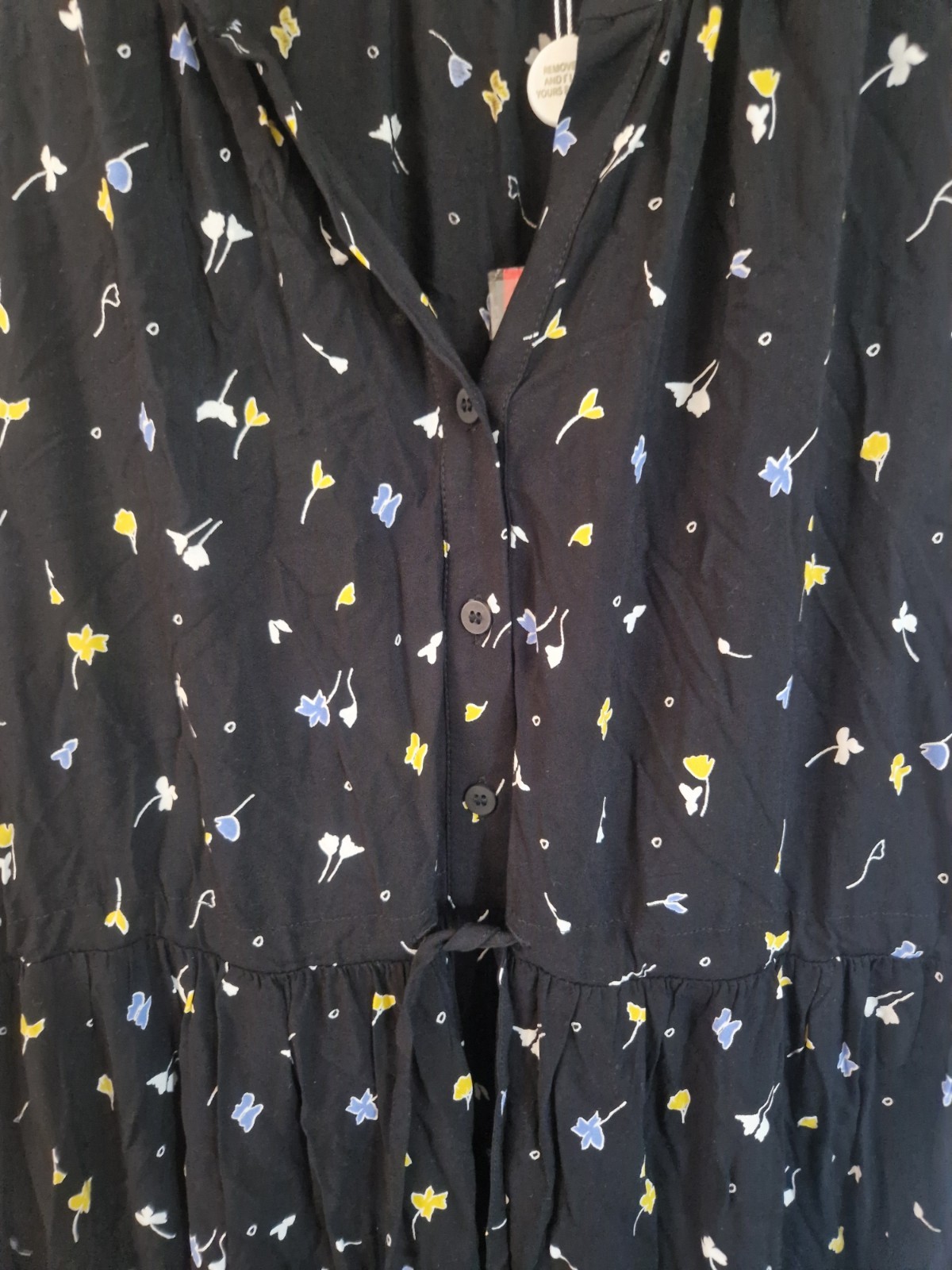 Finery Dress Size 14 Black Colour Pattern Midi Long Button Up Spring Summer