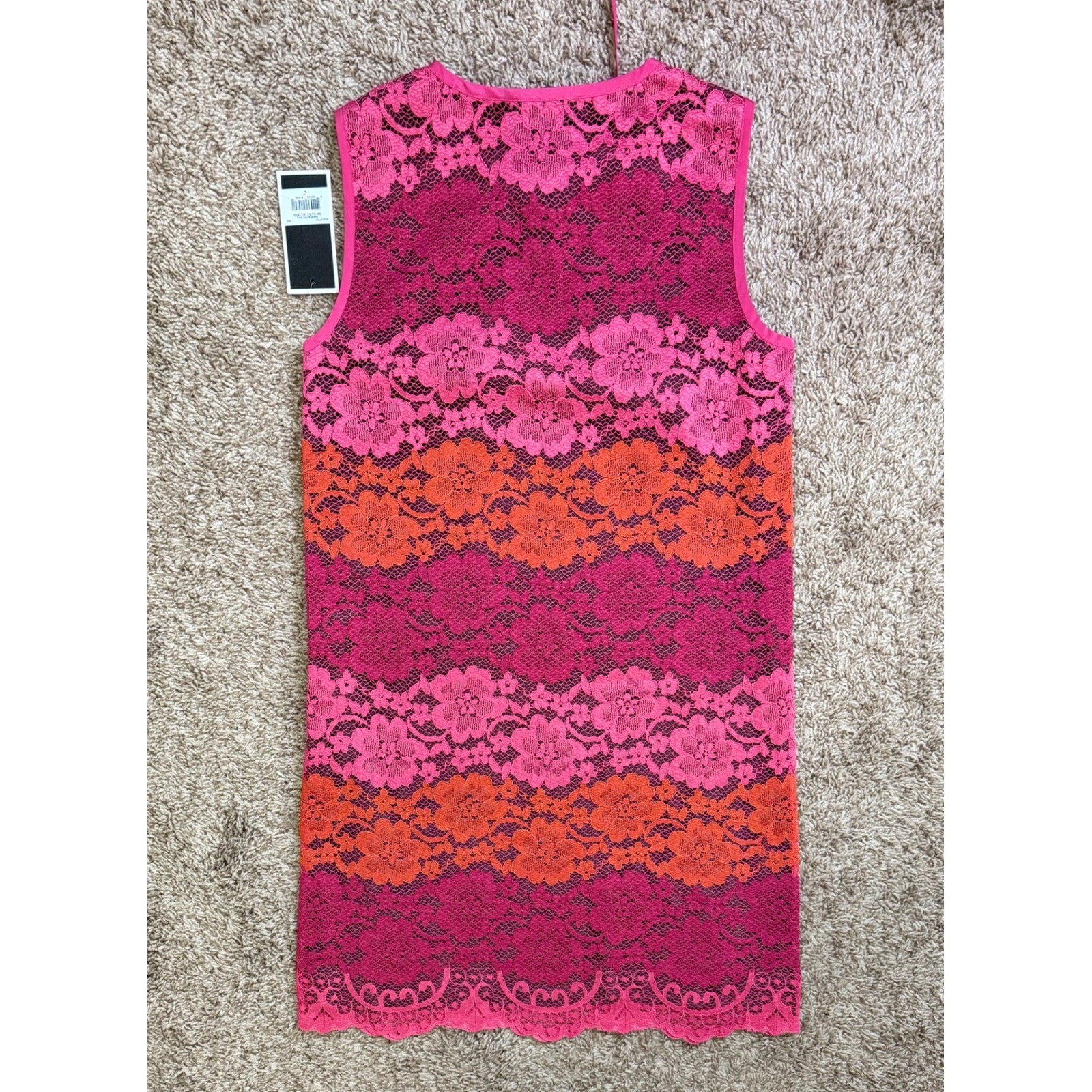 NWT Juicy Couture Black Label Sangria Trio Rio Lace Dress Pink Orange Size 0