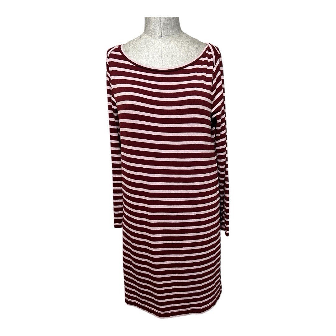 Lou & Grey Maroon and Pink Sheath Long Sleeve Relaxed Soft Dress Size M