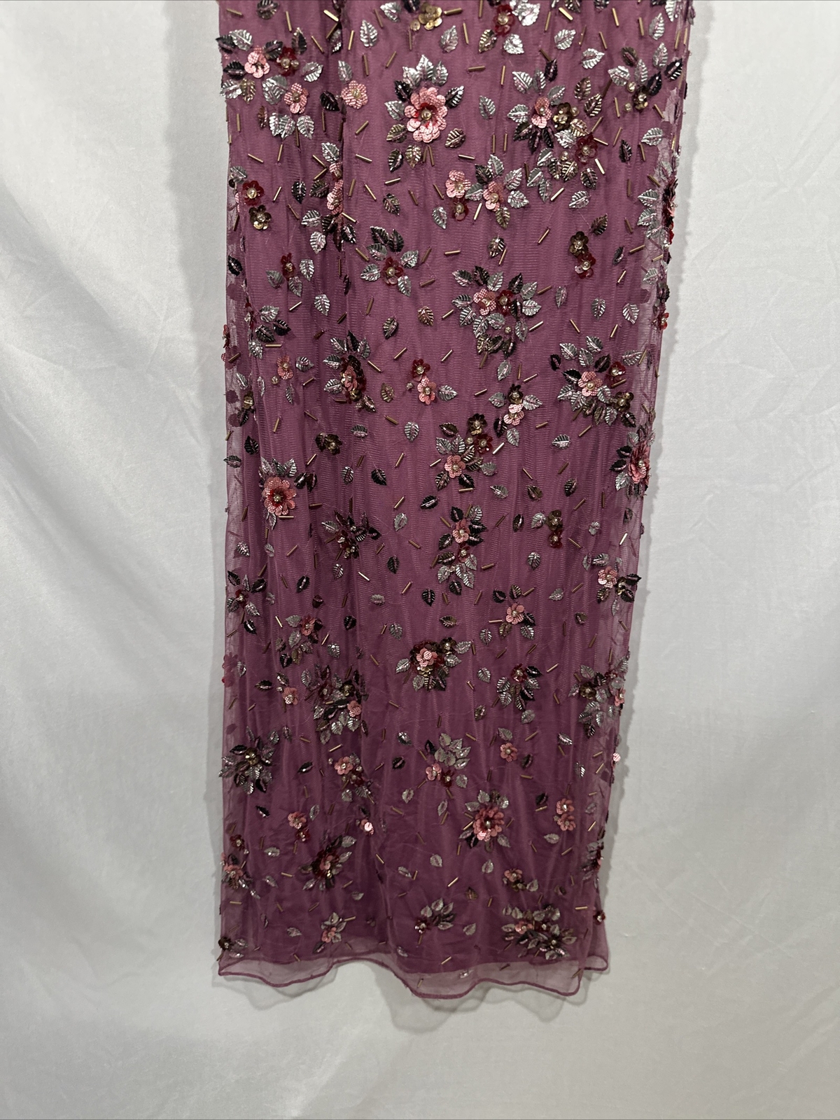 NWT Mac Duggal [ 6 ] 5477 Floral Embellished Scoop Neck Gown in Raspberry G1840