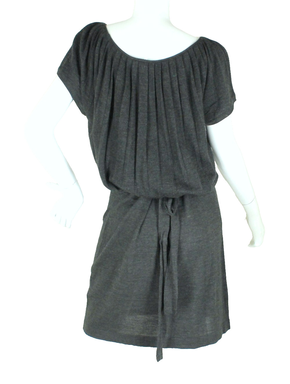{ANN TAYLOR LOFT} Sweater Dress Gray sz. M Pleated Blouson Wool Blend Stretch