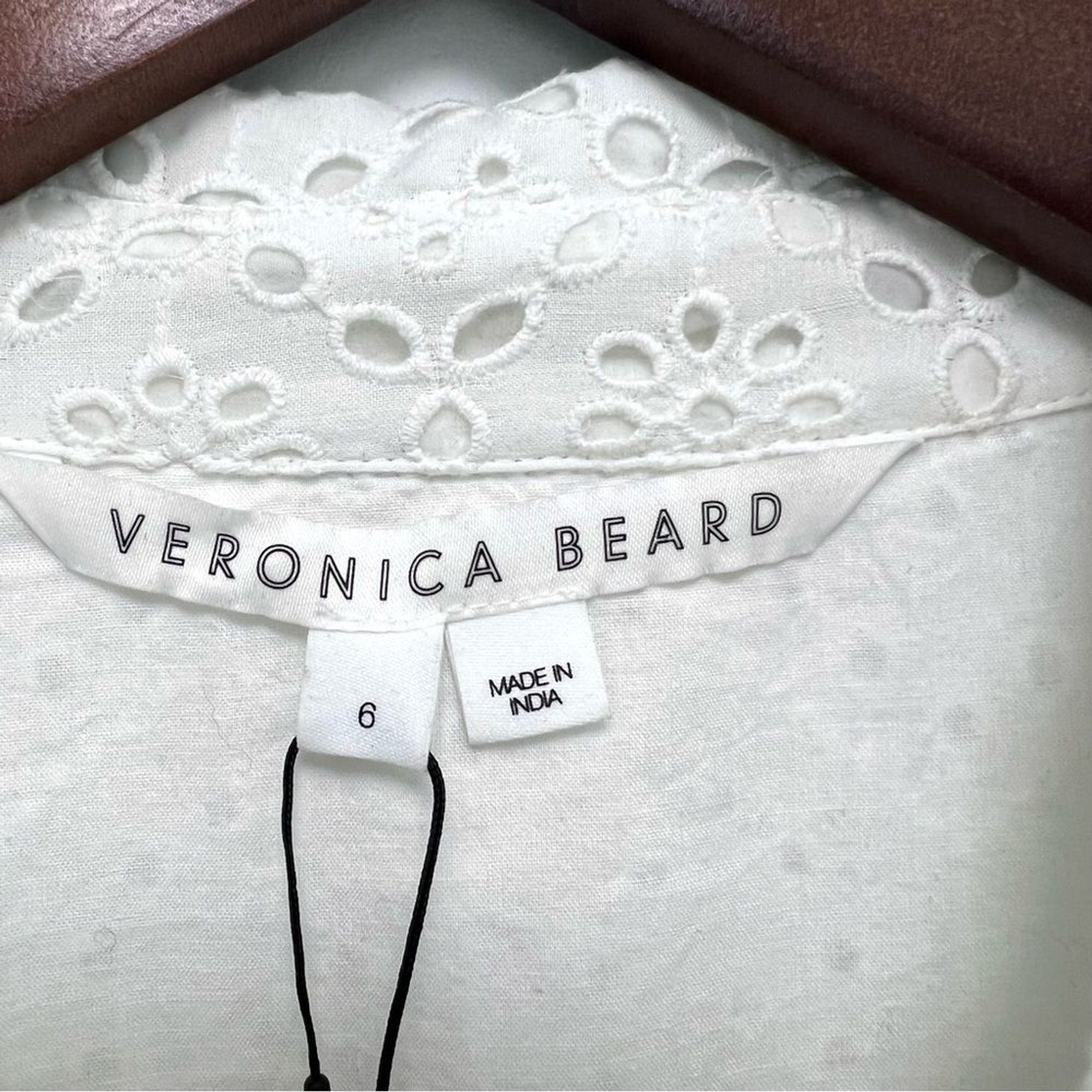 Veronica Beard Kylan Eyelet Lace Cotton Long Sleeve White Costal Resort Size 6