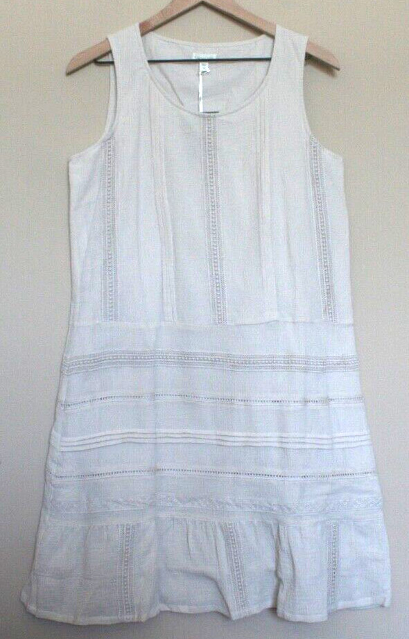 Garnet Hill Dress Organic Cotton Sundress Boho Lace Womens Size 6 Small NWT