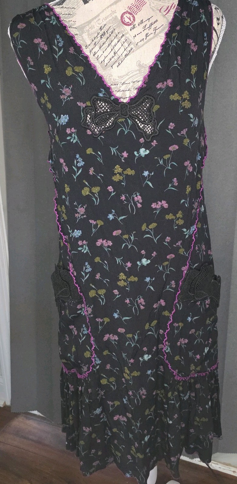 Coach 1941 Black Wildflower Dress With Bows Bowdress Size 4 GUC